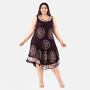 Tamsy Purple Tie Dye Umbrella Dress - One Size Fits Most