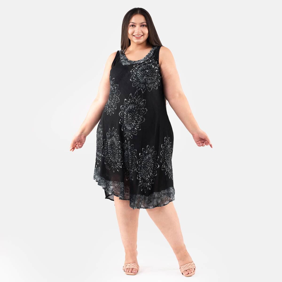 Tamsy Black Tie Dye Umbrella Dress - One Size Fits Most image number 0