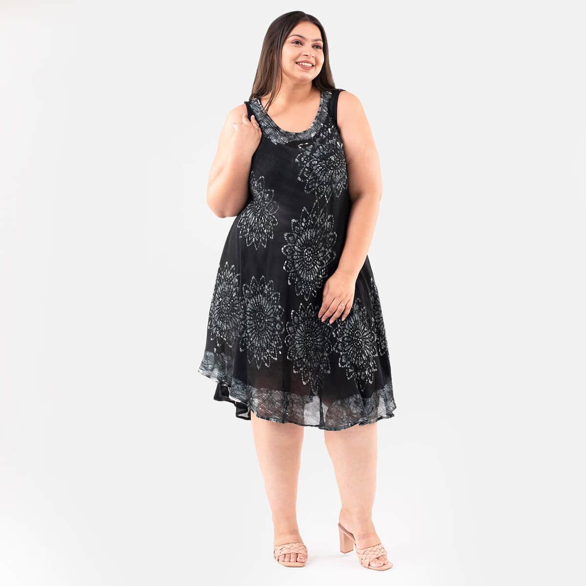 Tamsy Black Tie Dye Umbrella Dress - One Size Fits Most image number 2