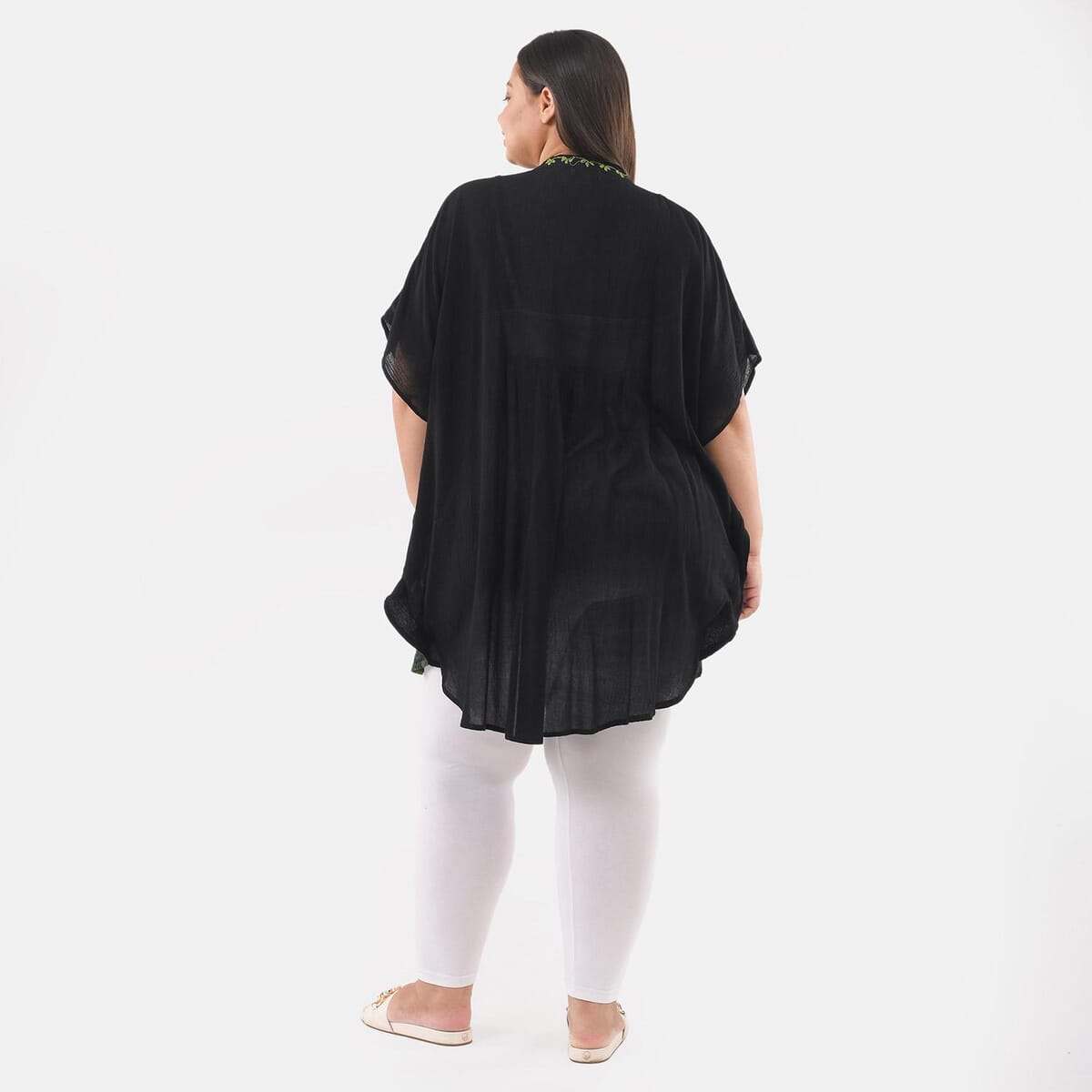 Tamsy Green Embroidery Tie Dye Bat Kaftan - One Size Fits Most image number 1