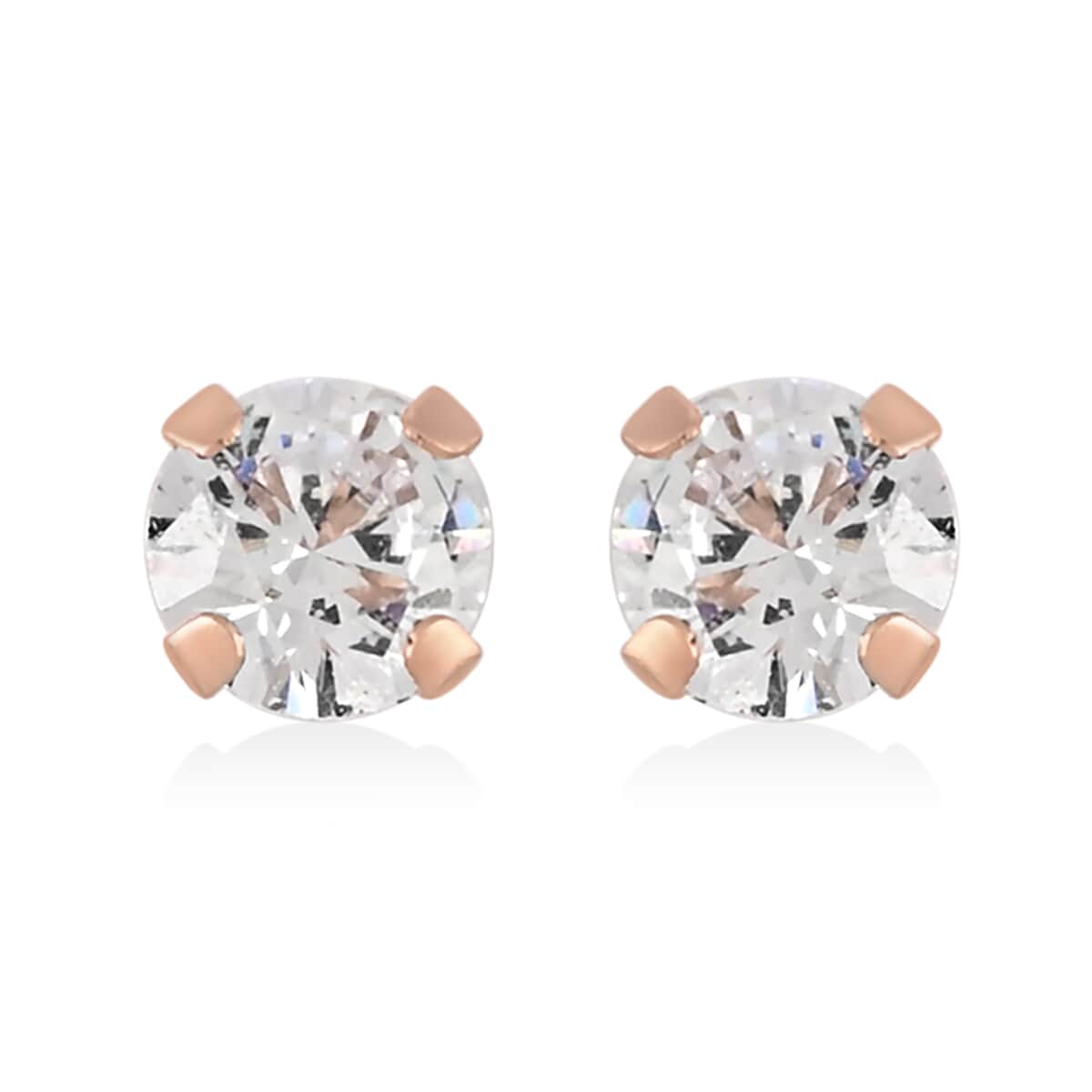 10K Rose Gold Simulated Diamond Solitaire Stud Earrings 0.15 ctw image number 0