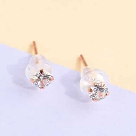 10K Rose Gold Simulated Diamond Solitaire Stud Earrings 0.15 ctw image number 1