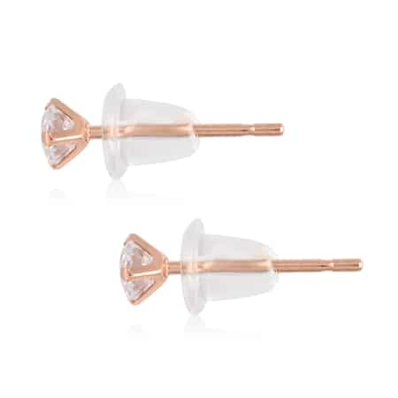 10K Rose Gold Simulated Diamond Solitaire Stud Earrings 0.15 ctw image number 3
