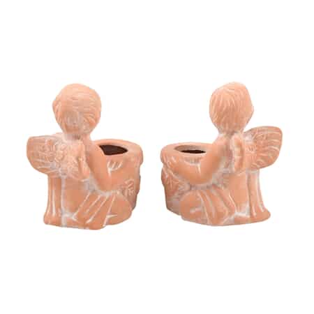 Angel Collection Set of 2 Cream Ceramic Angel Candle Holders image number 4
