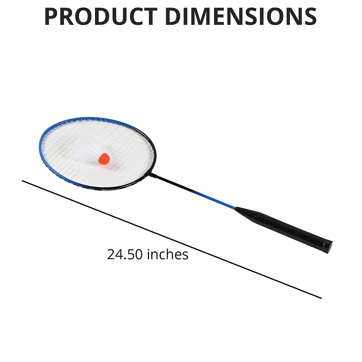 Blue and Black Badminton Racket with Birdie 24.5 Inches and Clear Net Bag image number 3