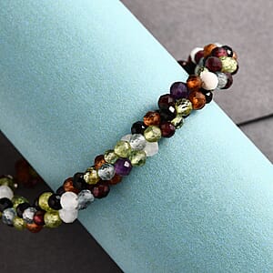 Ankur Treasure Chest Multi Gemstone 41.75 ctw Twisted Beaded Bracelet in Sterling Silver (7.25 In)
