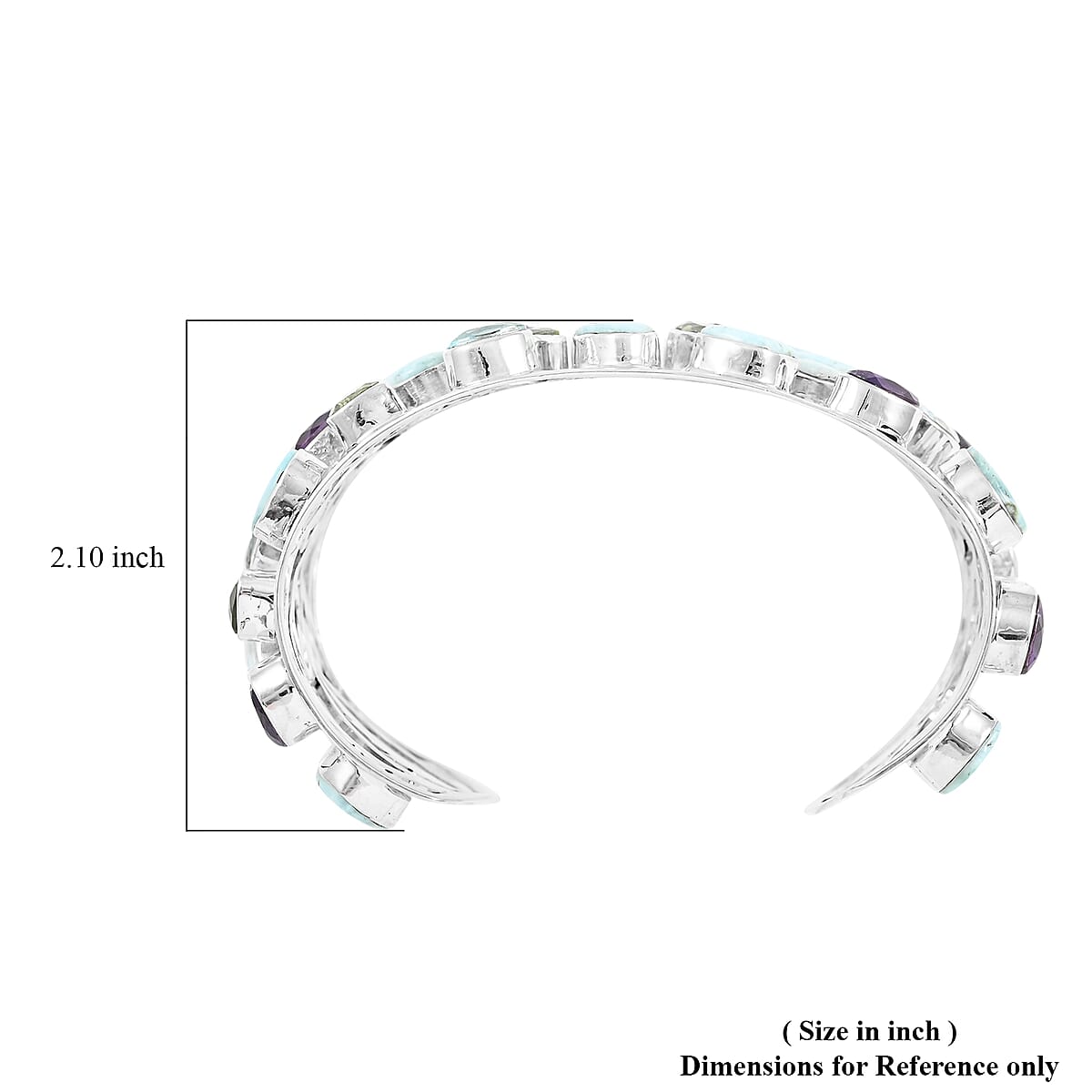 Larimar and Multi Gemstone Cuff Bracelet in Sterling Silver (7.00 In) 76.70 Grams 108.40 ctw image number 2