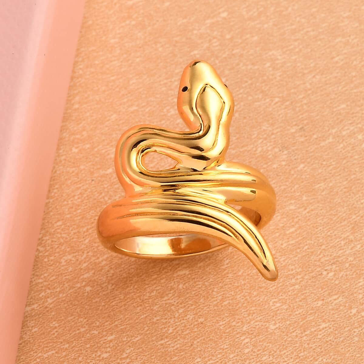 Super Find Electroforming Gold Collection 18K Yellow Gold Snake Ring (Size 10.0) (2.25 g) image number 1