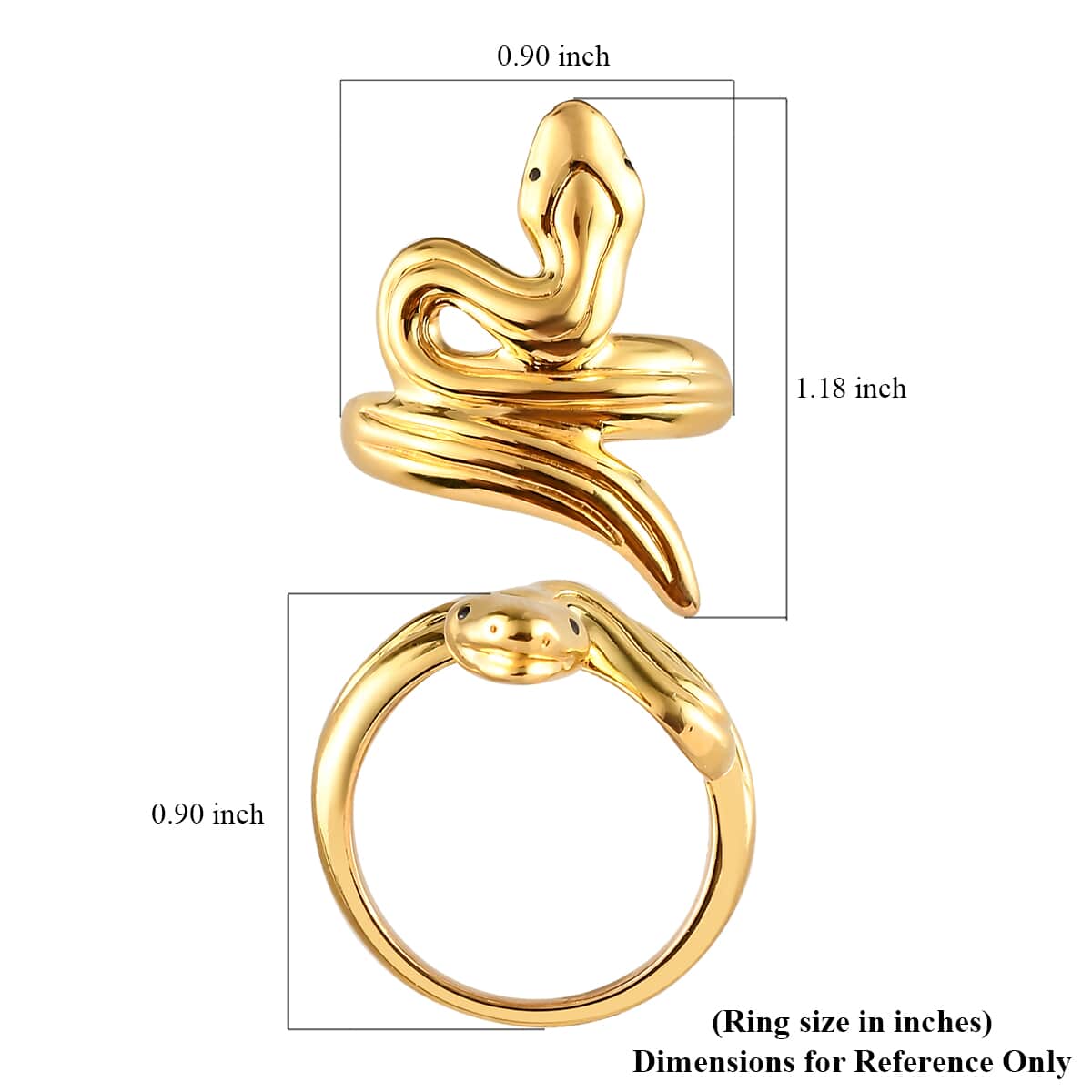 Super Find Electroforming Gold Collection 18K Yellow Gold Snake Ring (Size 10.0) 2.25 Grams image number 5