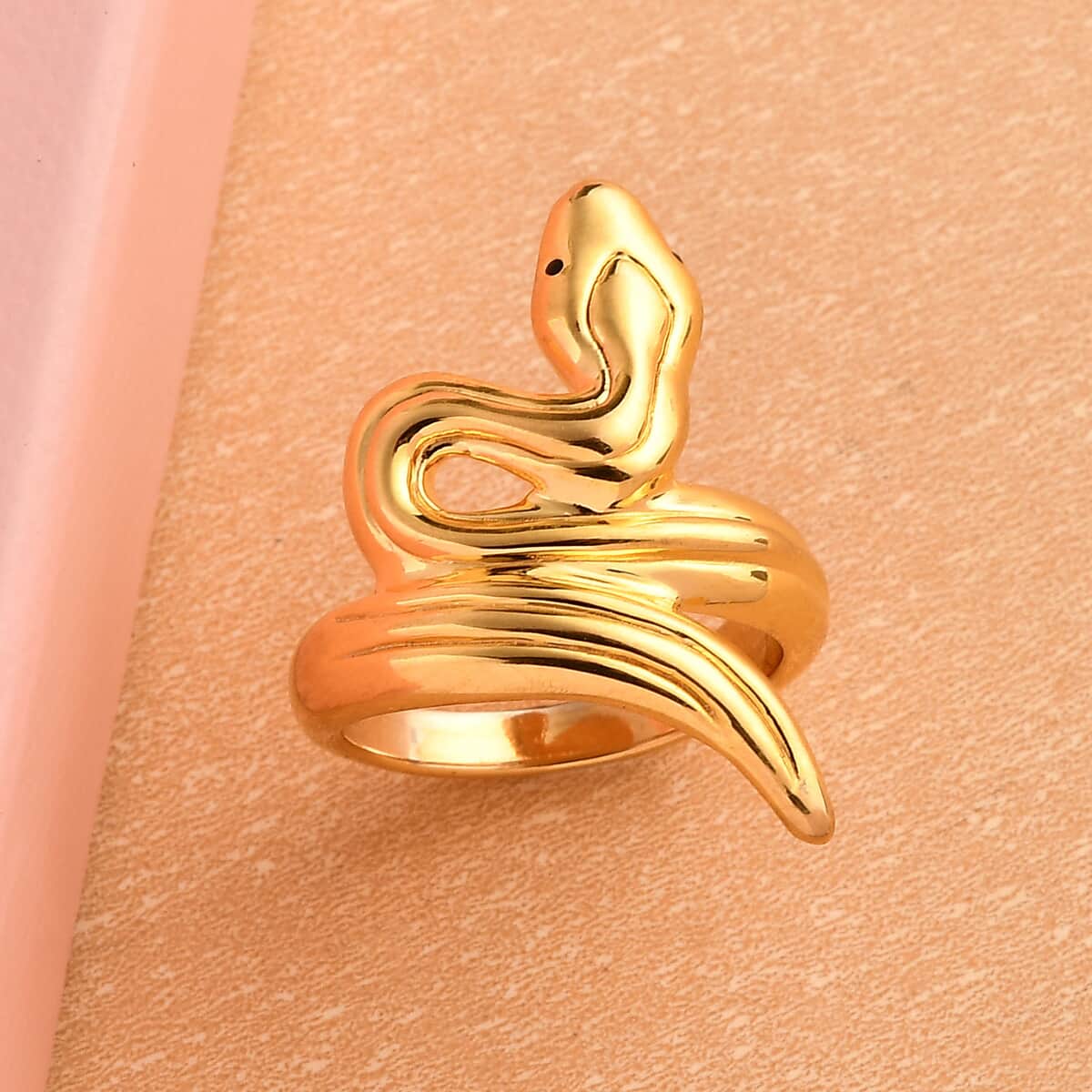 Super Find Electroforming Gold Collection 18K Yellow Gold Snake Ring (Size 8.0) 2.25 Grams image number 1