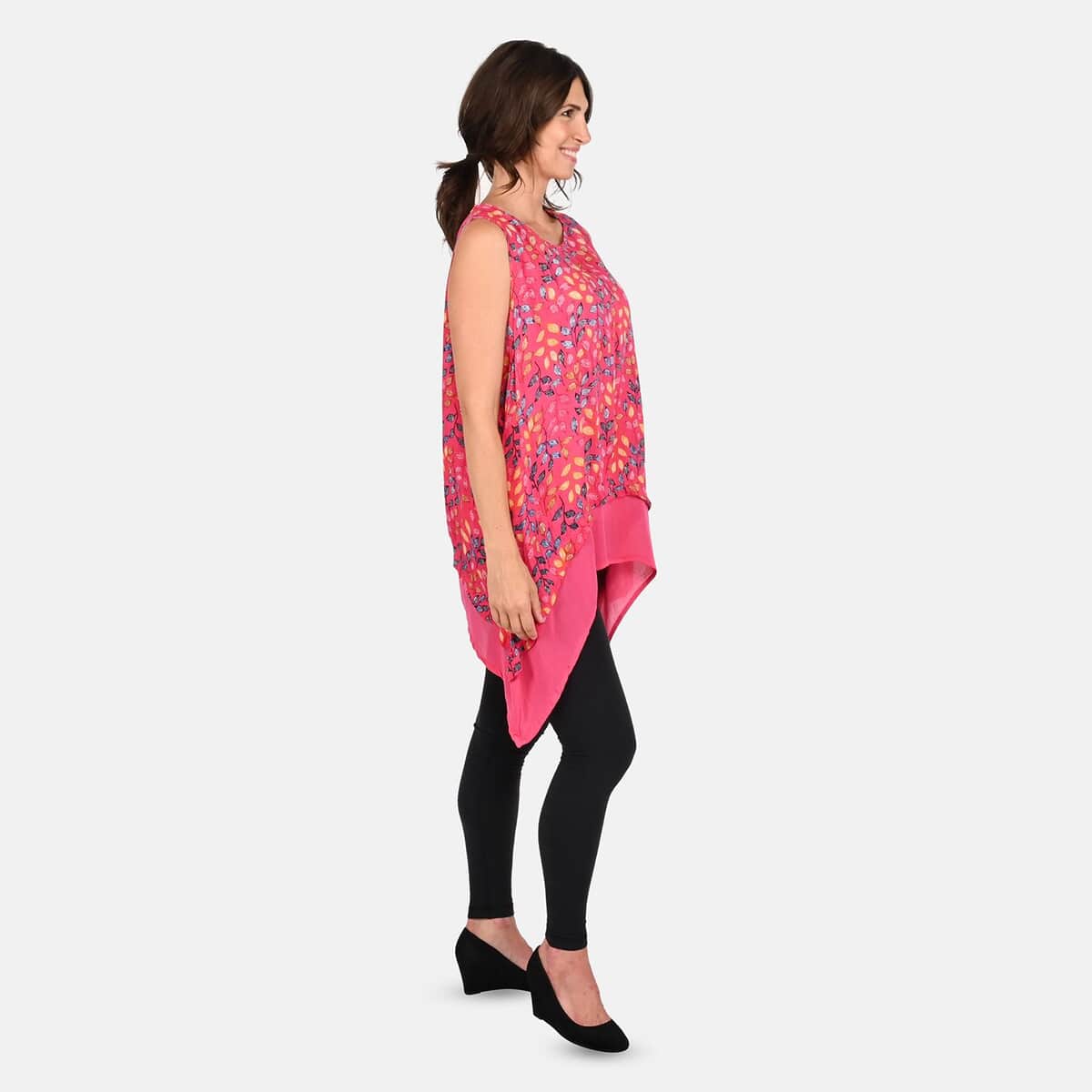 Tamsy Pink Vine Print Top - One Size Missy image number 2