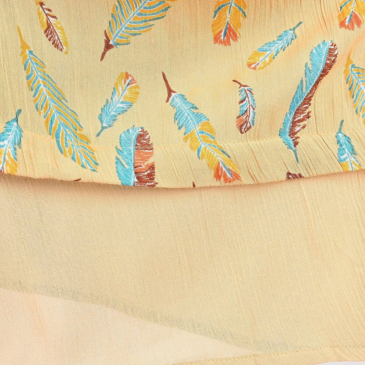 Tamsy Beige Feather Print Top - One Size Missy image number 4