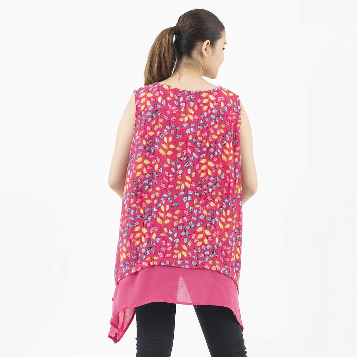 Tamsy Pink Vine Print Top - One Size Plus image number 1