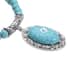 Blue Howlite and Light Blue Austrian Crystal Beaded Necklace 18.5-22.5 Inches in Silvertone 200.00 ctw image number 2