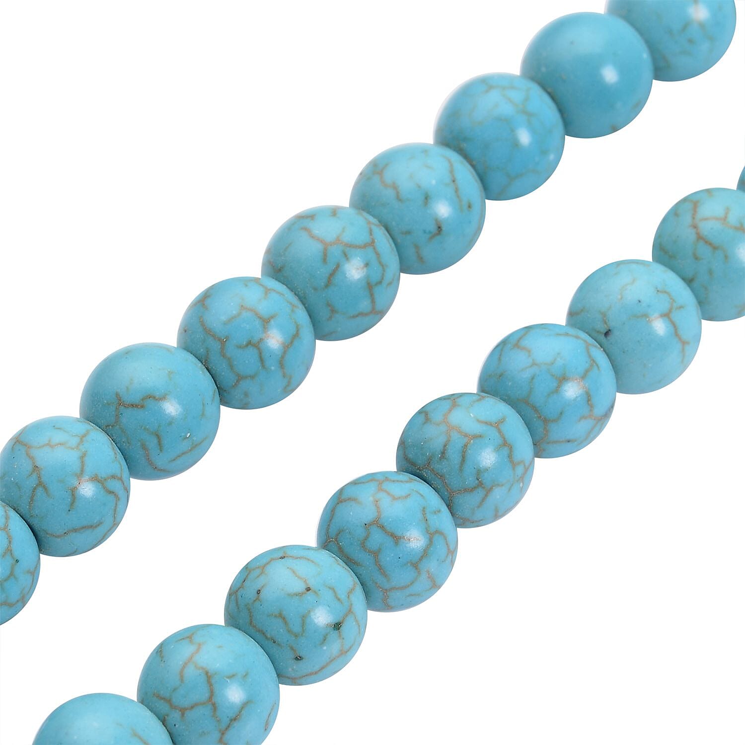 Constituted Blue Howlite and Light Blue Austrian Crystal Beaded Necklace 18.5-22.5 Inches in Silvertone 200.00 ctw