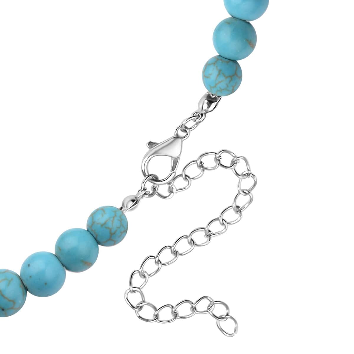 Blue Howlite and Light Blue Austrian Crystal Beaded Necklace 18.5-22.5 Inches in Silvertone 200.00 ctw image number 5