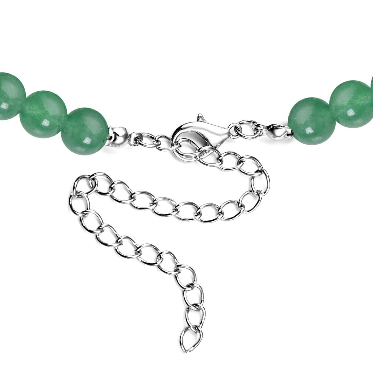 Green Aventurine and Neon Green Austrian Crystal Necklace 18.5-22.5 Inches in Silvertone 215.00 ctw image number 4