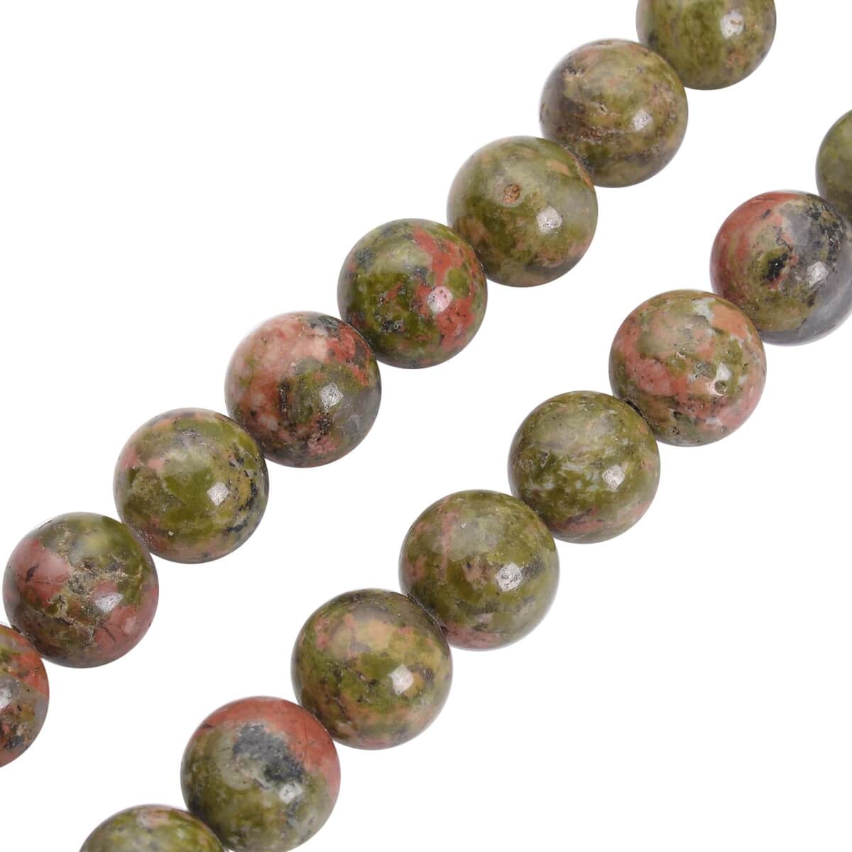 Unakite and Light Green Austrian Crystal Beaded Necklace 18.5-22.5 Inches in Silvertone 245.00 ctw image number 4