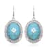 Blue Howlite and Light Blue Austrian Crystal Drop Earrings in Silvertone and Stainless Steel 35.00 ctw image number 0