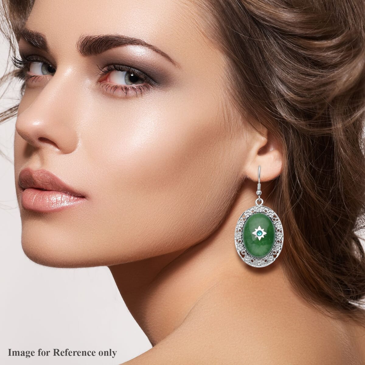 Green Aventurine and Neon Green Austrian Crystal Drop Earrings in Silvertone and Stainless Steel 50.00 ctw image number 2