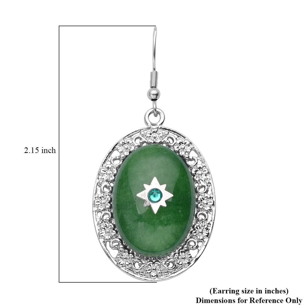 Green Aventurine and Neon Green Austrian Crystal Drop Earrings in Silvertone and Stainless Steel 50.00 ctw image number 4