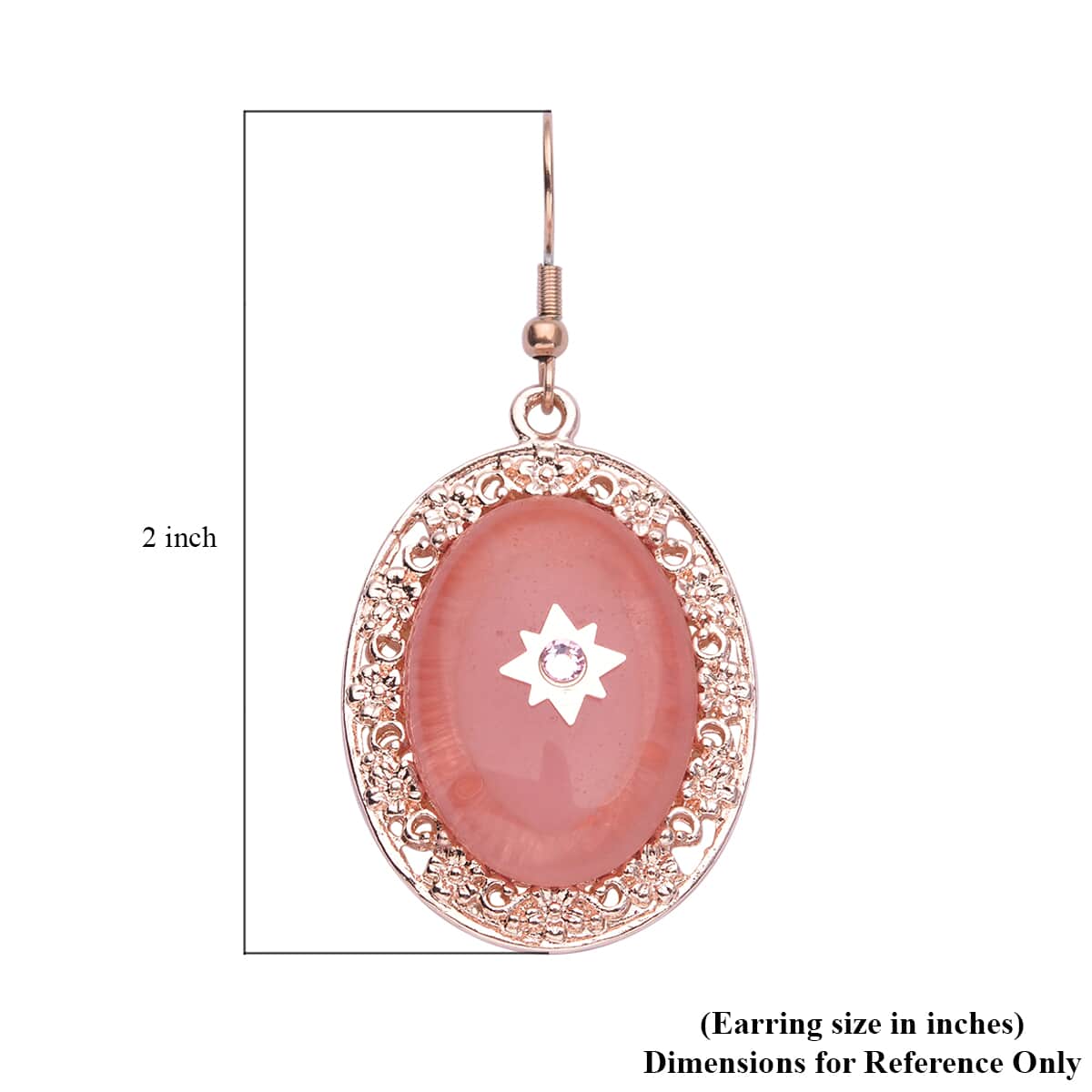 Cherry Quartz and Pink Austrian Crystal Drop Earrings in Rosetone and ION Plated Rose Gold Stainless Steel 55.00 ctw image number 4
