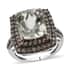 Montezuma Prasiolite and Coffee Zircon Split Shank Ring in Platinum Over Sterling Silver 6.90 ctw image number 0