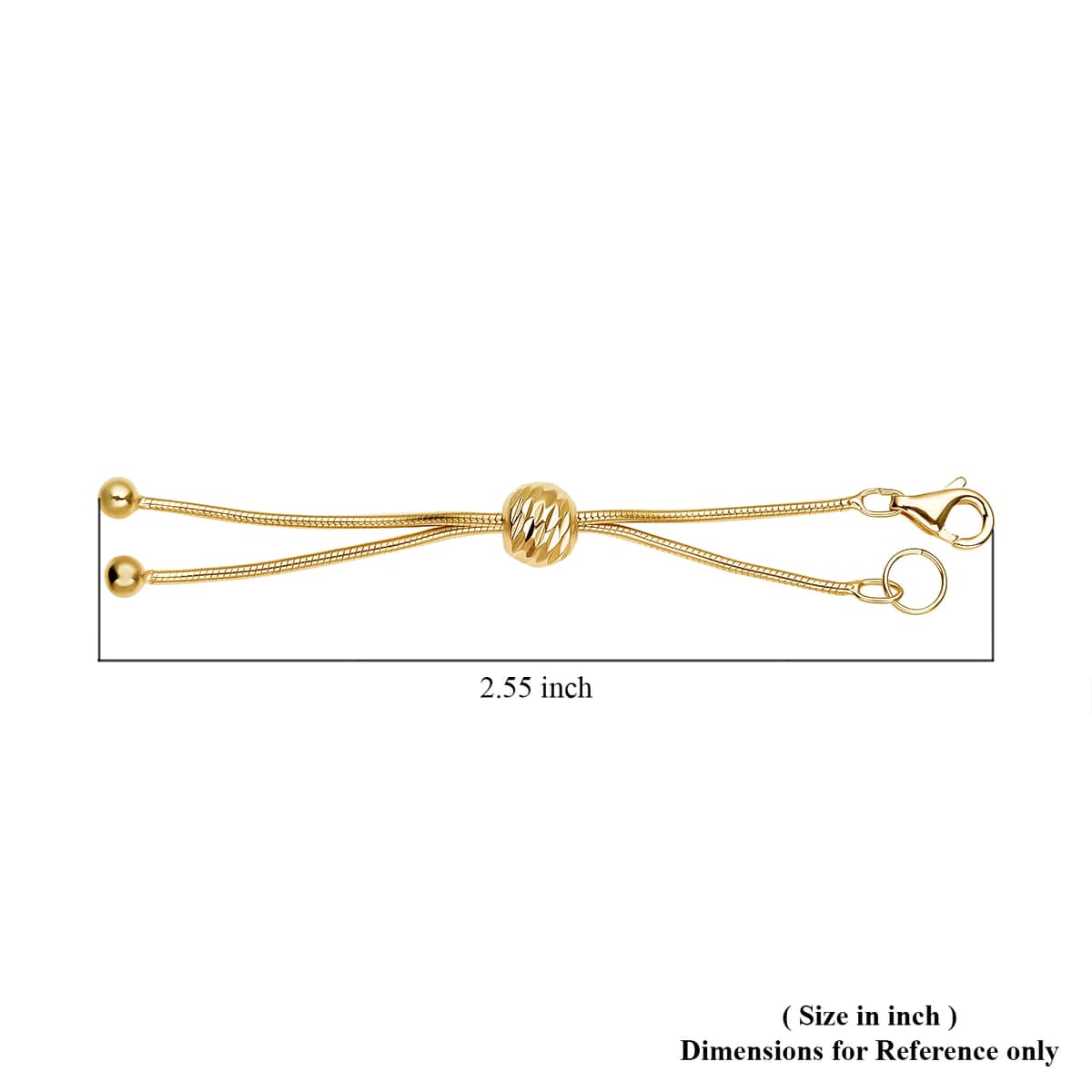 14K YG Over Sterling Silver 1.0mm Snake Bolo Extend Chain 2 Inches with Single Hole Slider Beads, 5mm Solder Ring and 8mm Lobster Lock Accessories image number 2