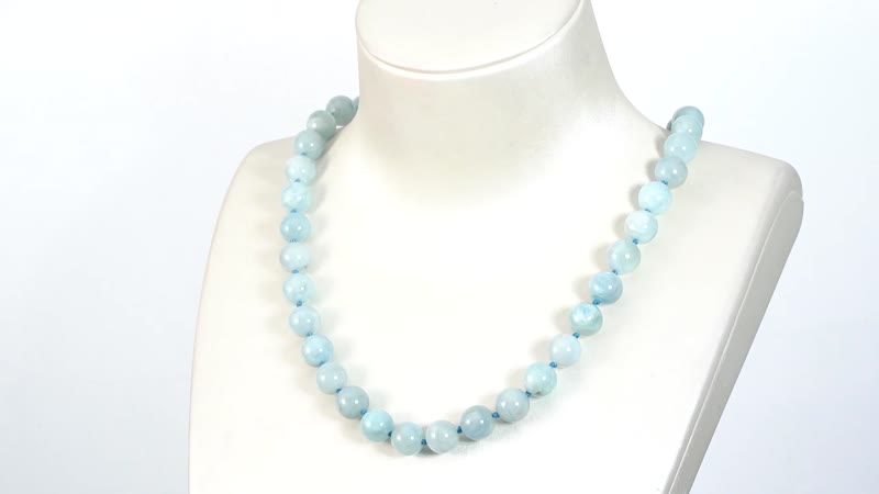 Mangoro Aquamarine 300.00 ctw Beaded Necklace Rhodium Plated Sterling Silver, Silver bead Necklace, Unique Birthday Gifts For Women