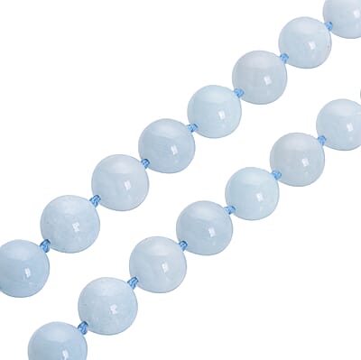 Mangoro Aquamarine 300.00 ctw Beaded Necklace Rhodium Plated Sterling Silver, Silver bead Necklace, Unique Birthday Gifts For Women