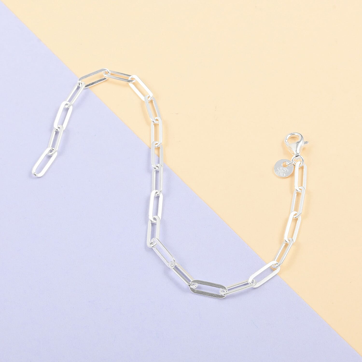 Italian Sterling Silver Diamond-Cut Paper Clip Bracelet (7.00 In) 3.20 Grams