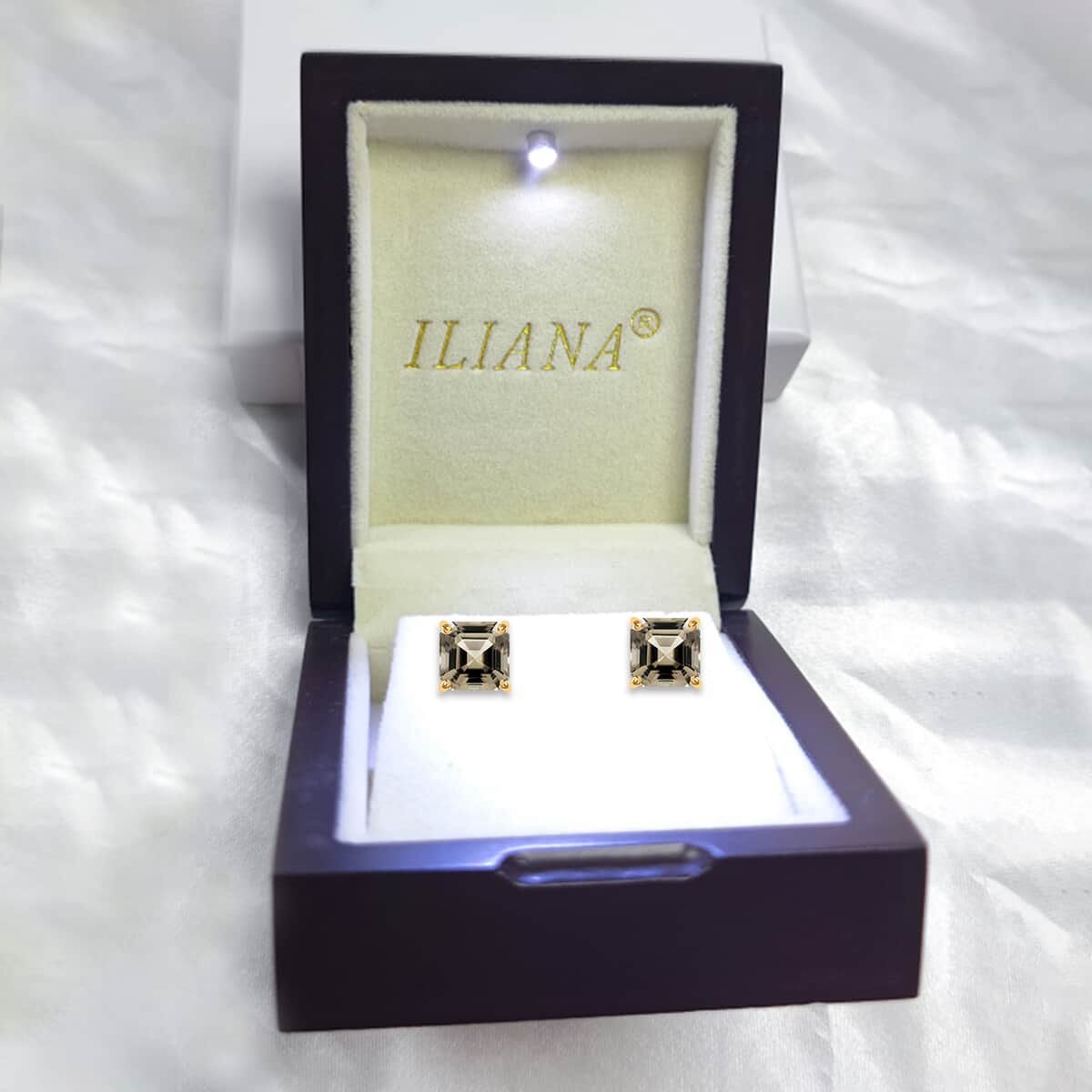 Iliana 18K Yellow Gold Asscher Cut AAA Turkizite Solitaire Stud Earrings, Solitaire Earrings, Turkizite Earrings, Asscher Cut Diaspore, 18K Yellow Gold Earrings 2.50 ctw image number 6