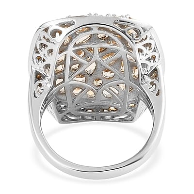 Premium Imperial Topaz Cocktail Ring in Vermeil Yellow Gold and Platinum Over Sterling Silver (Size 9.0) 6.25 ctw