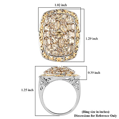 Premium Imperial Topaz Cocktail Ring in Vermeil Yellow Gold and Platinum Over Sterling Silver (Size 9.0) 6.25 ctw