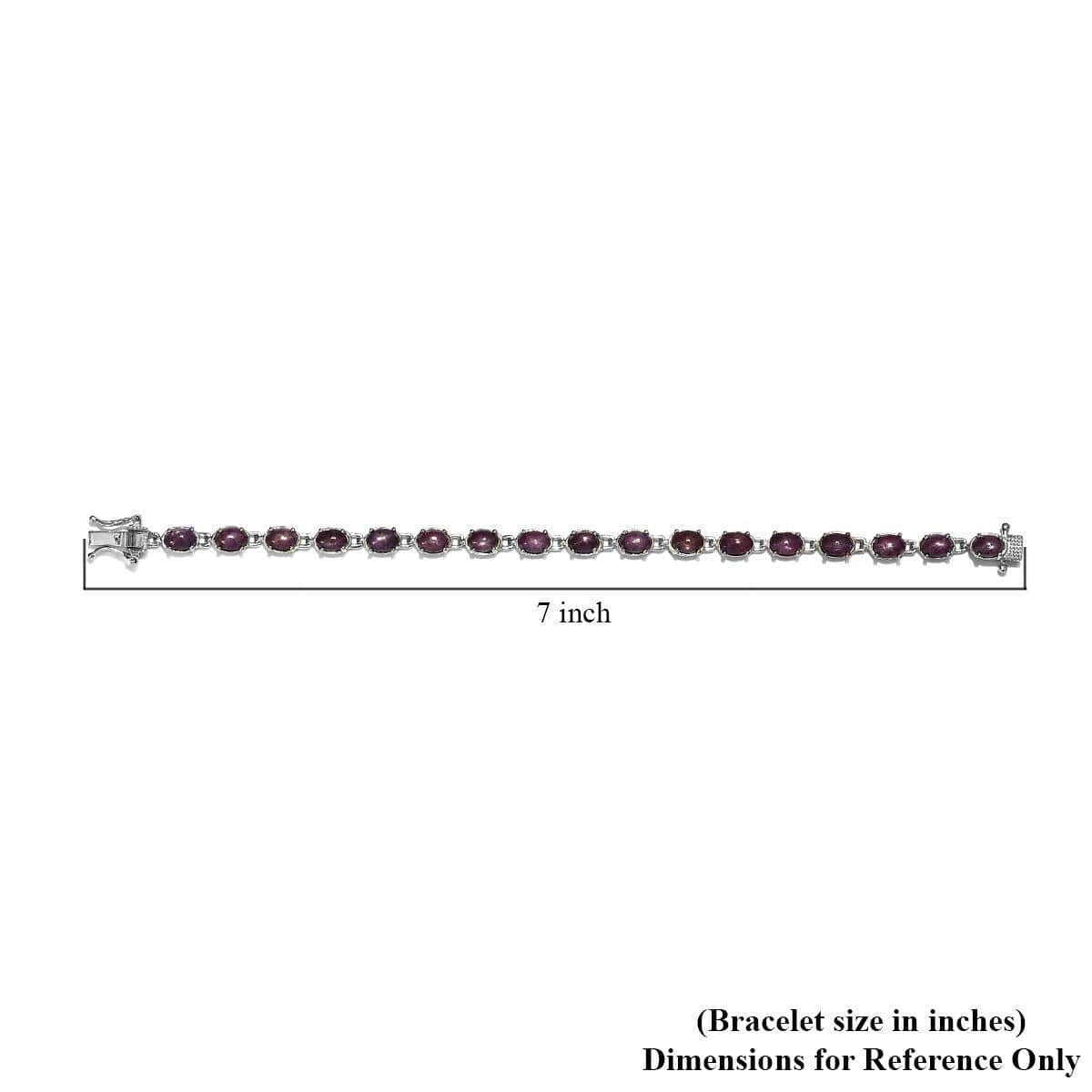 Indian Star Ruby Link Bracelet in Platinum Over Sterling Silver (6.50 In) 7.60 Grams 15.10 ctw image number 4