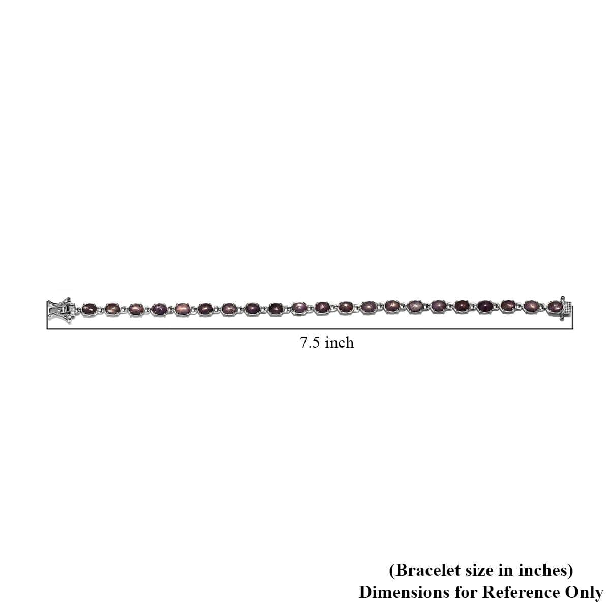 Indian Star Ruby Link Bracelet in Platinum Over Sterling Silver (8.00 In) 18.65 ctw image number 4
