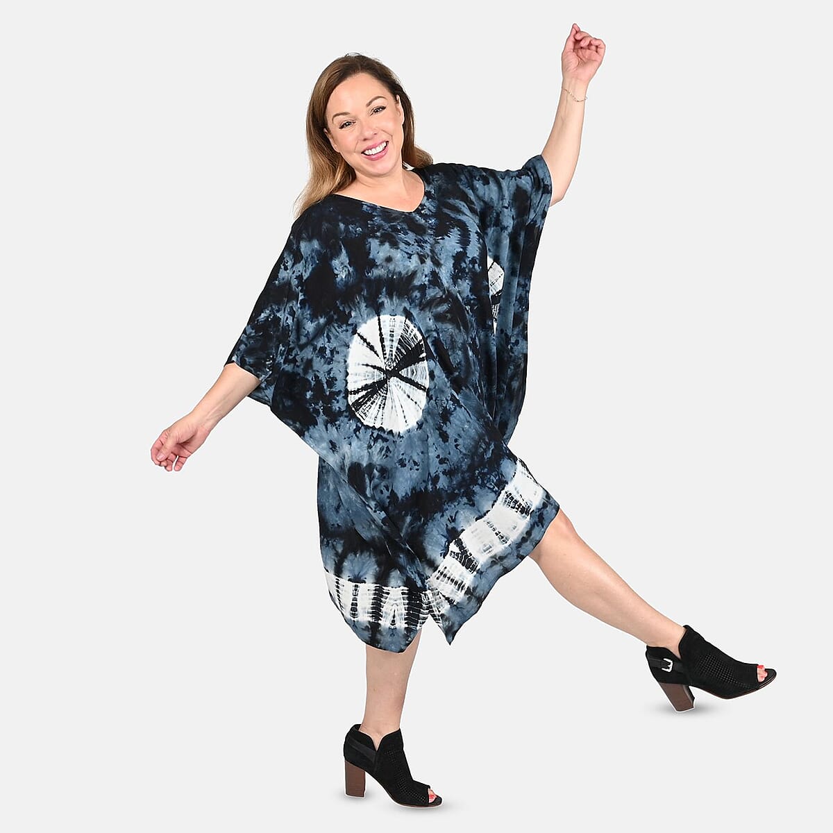 TAMSY Blue Tie Dye Kaftan - One Size Fits Most image number 0