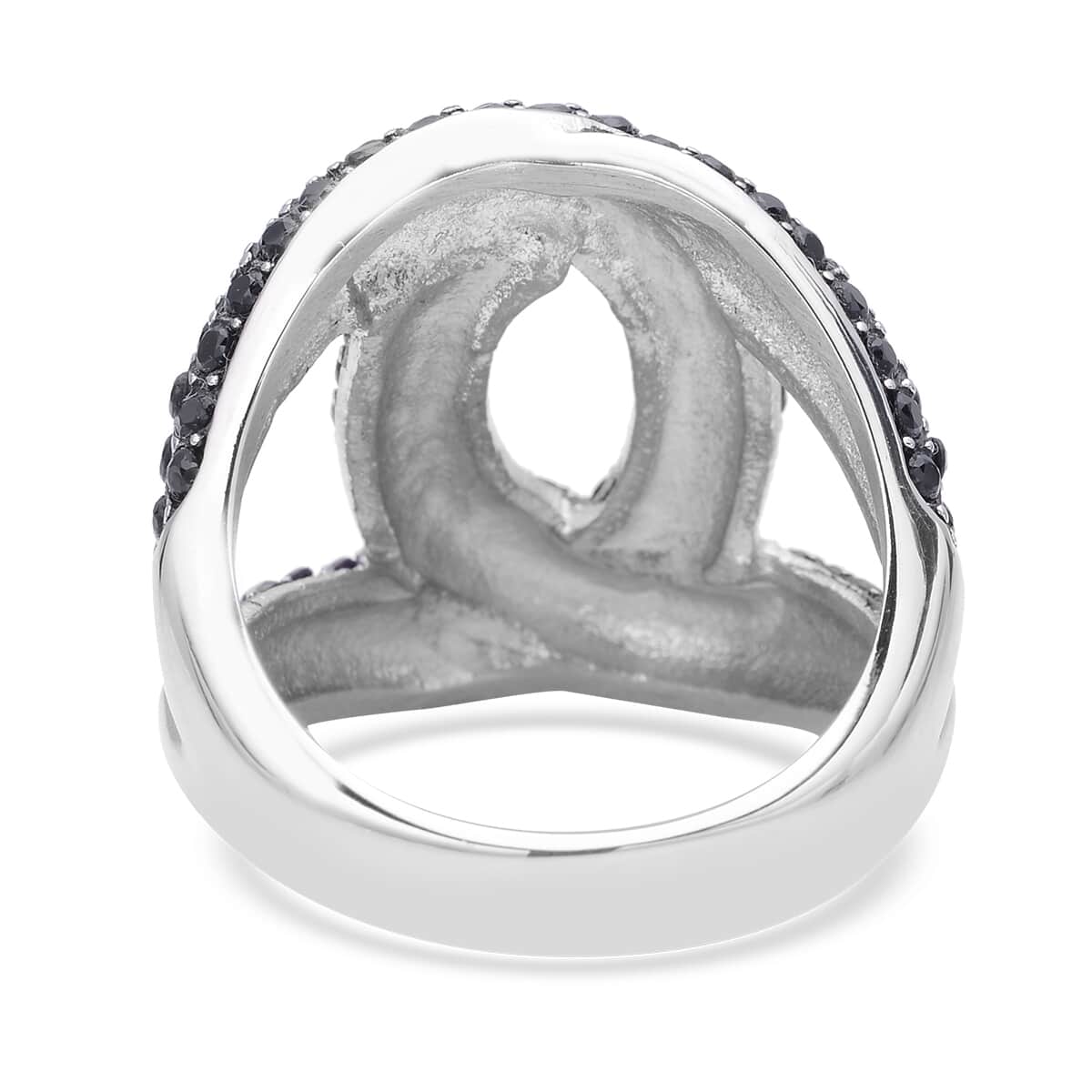 Thai Black Spinel Link Ring in Stainless Steel (Size 7.0) 2.00 ctw image number 4