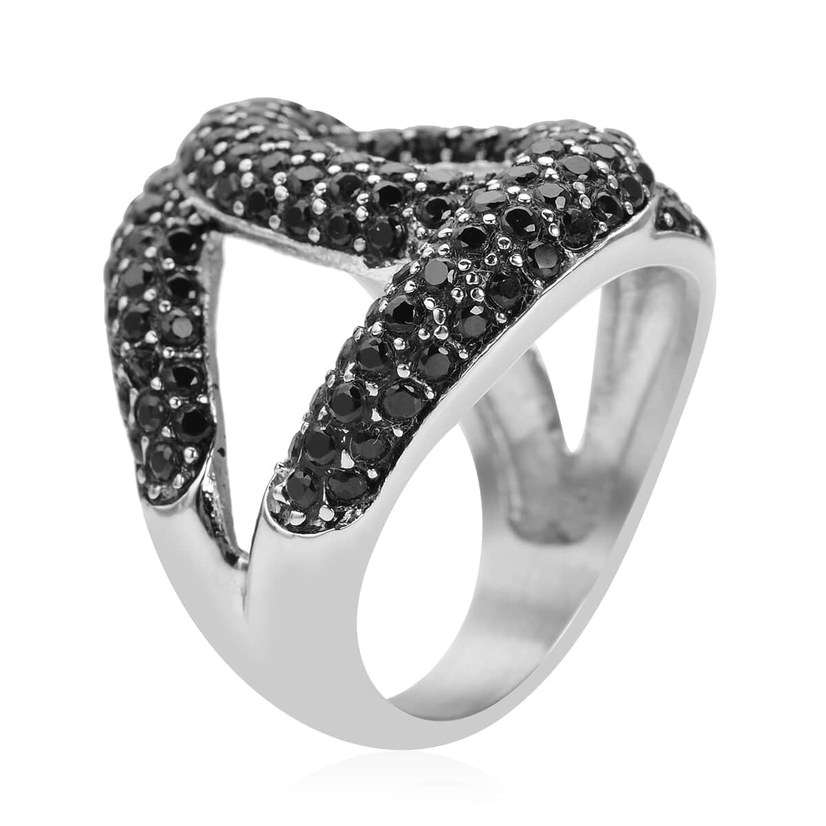 Thai Black Spinel Link Ring in Stainless Steel (Size 8.0) 2.00 ctw image number 3