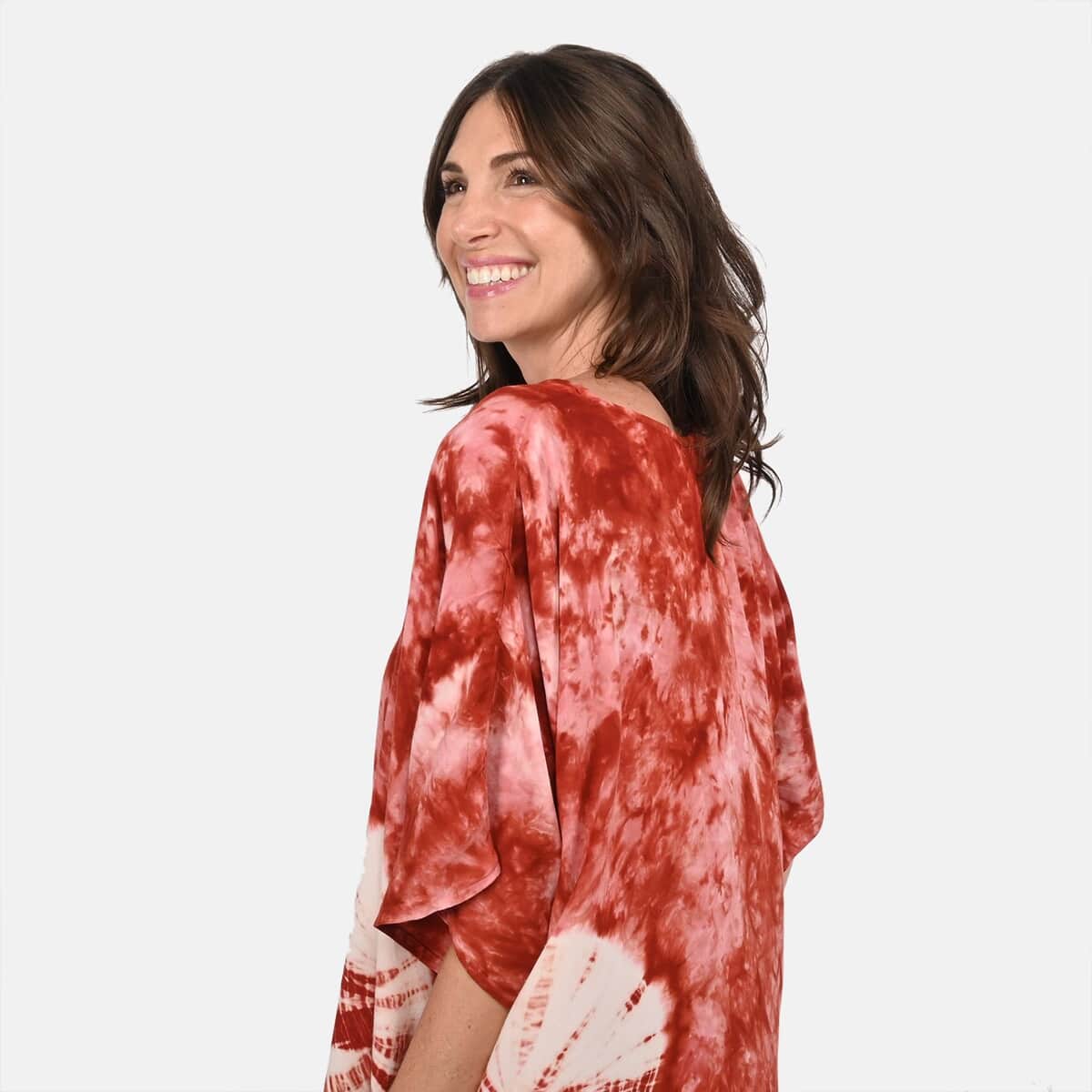 Tamsy Maroon Tie Dye Kaftan - One Size Fits Most image number 3