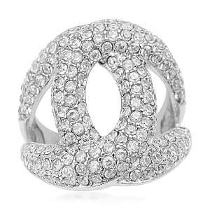 Simulated Diamond Link Ring in Stainless Steel (Size 6.0) 2.50 ctw