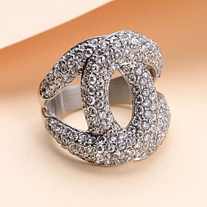 Simulated Diamond Link Ring in Stainless Steel (Size 6.0) 2.50 ctw