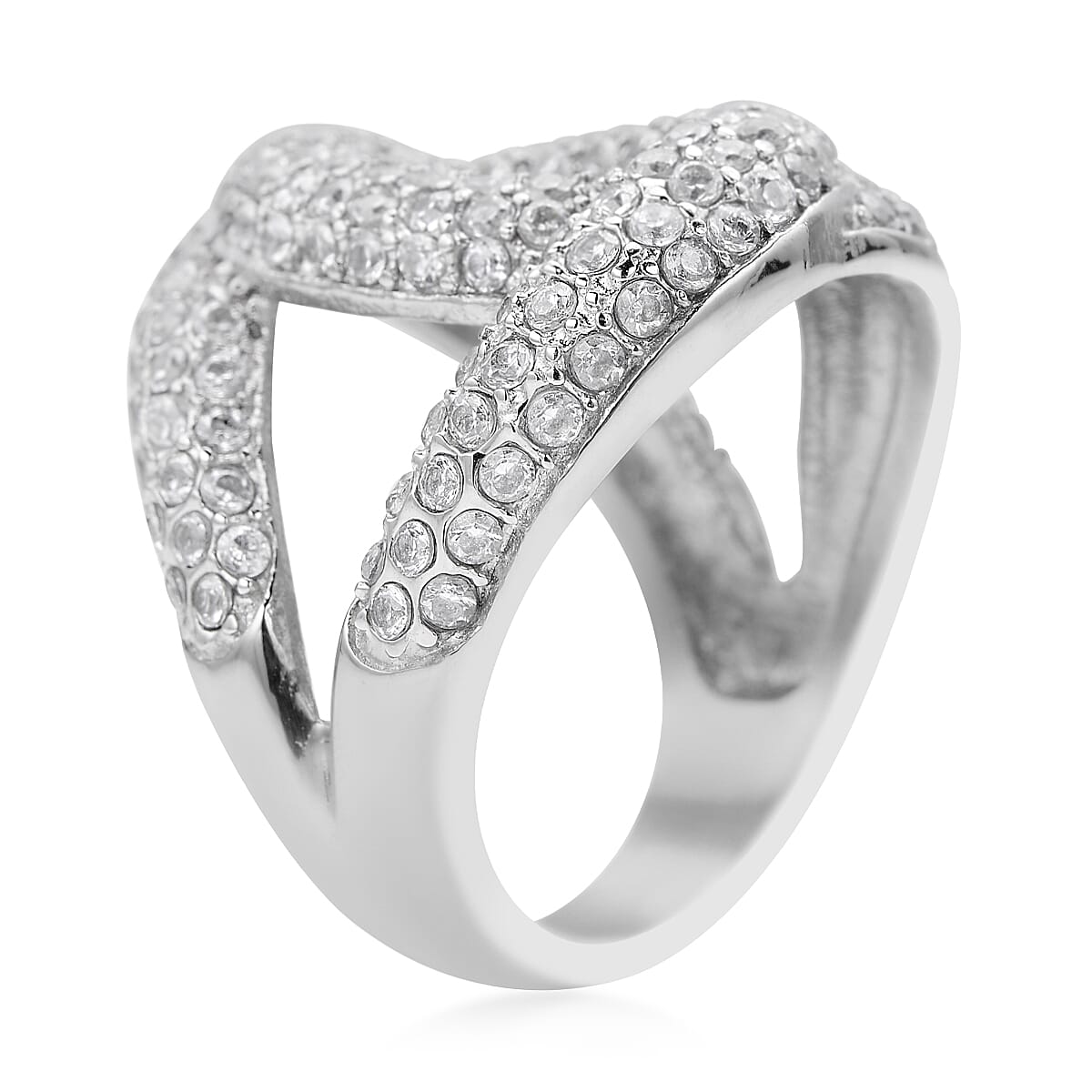 Simulated Diamond Link Ring in Stainless Steel (Size 6.0) 2.50 ctw image number 3