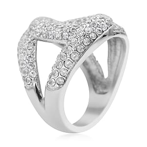 Simulated Diamond Link Ring in Stainless Steel (Size 6.0) 2.50 ctw