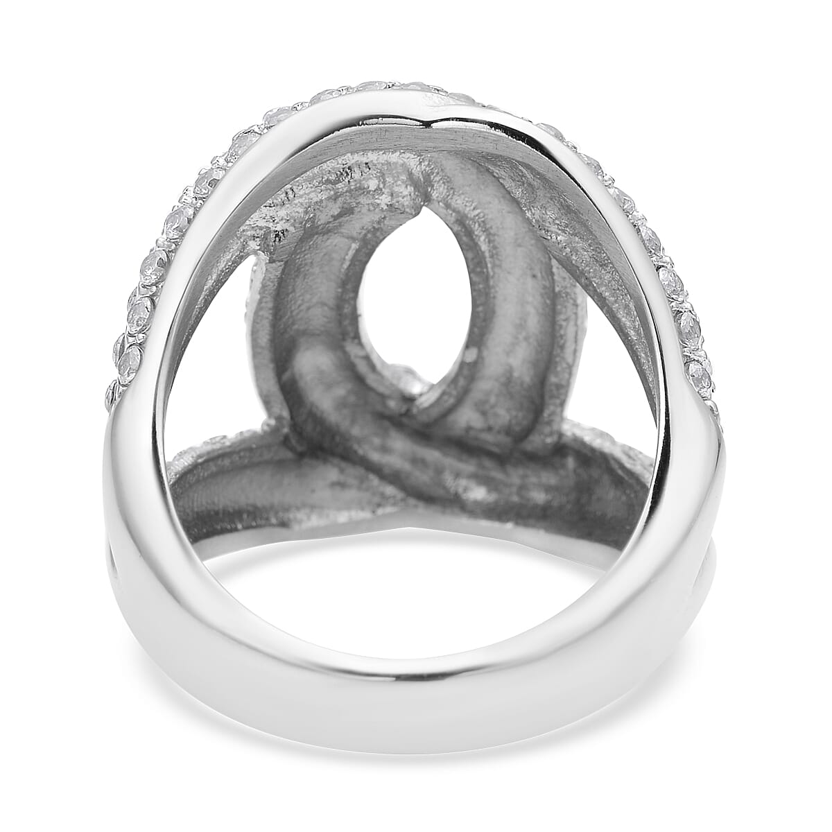 Simulated Diamond Link Ring in Stainless Steel (Size 6.0) 2.50 ctw image number 4