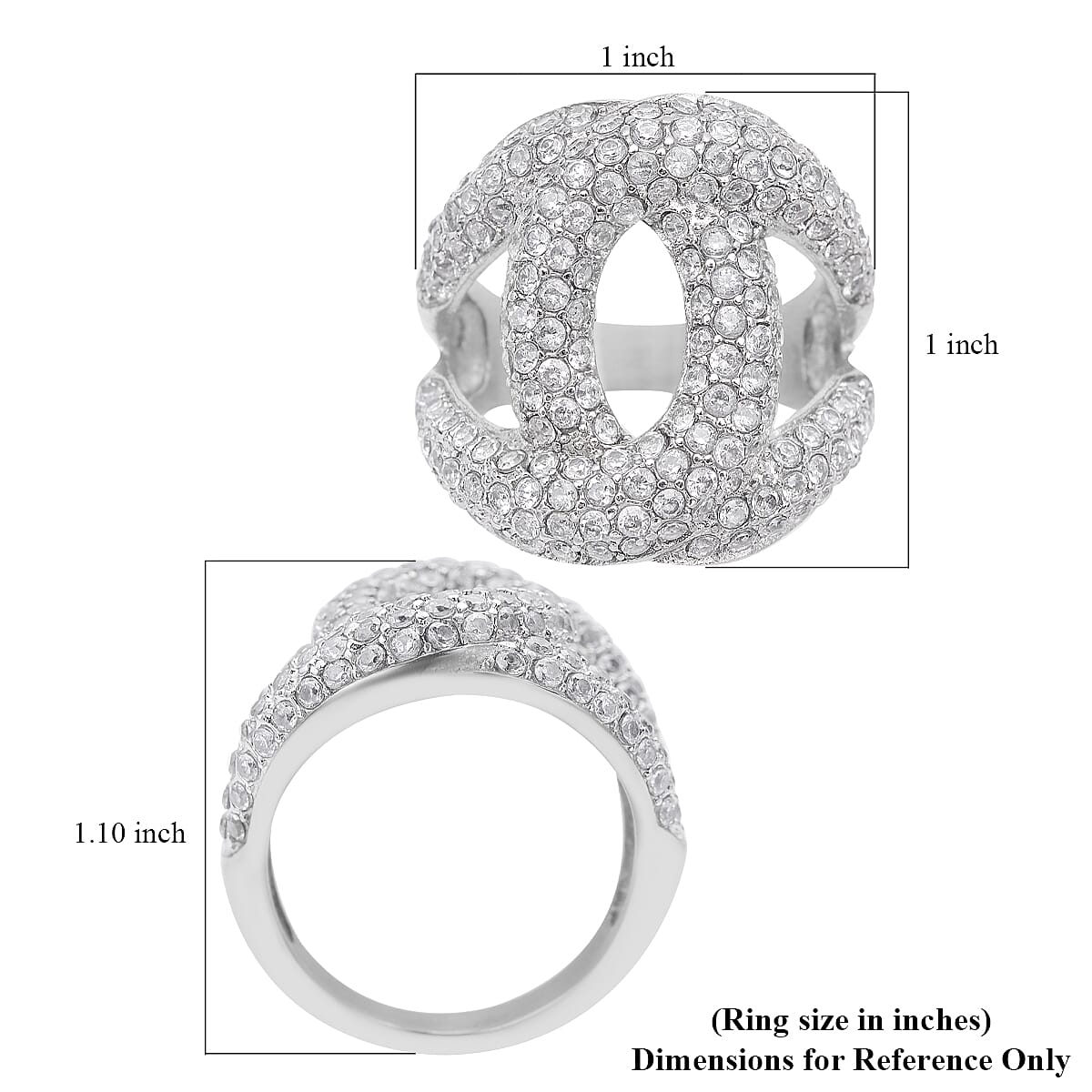 Simulated Diamond Link Ring in Stainless Steel (Size 6.0) 2.50 ctw image number 5