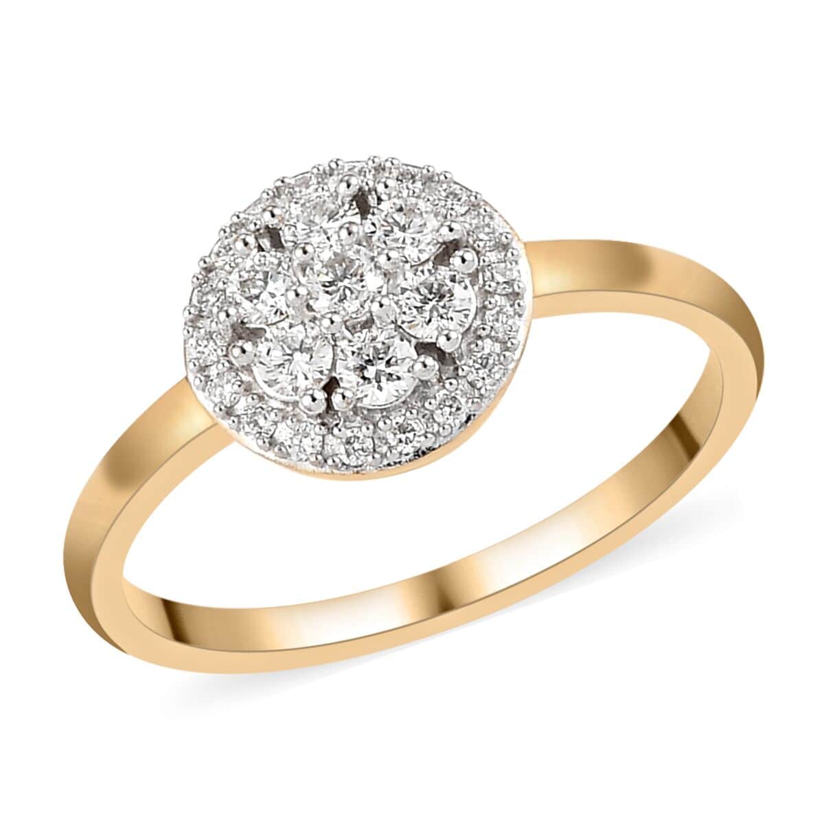 Lab Grown Diamond G-H SI Halo Ring in Vermeil Yellow Gold Over Sterling Silver 0.50 ctw image number 0
