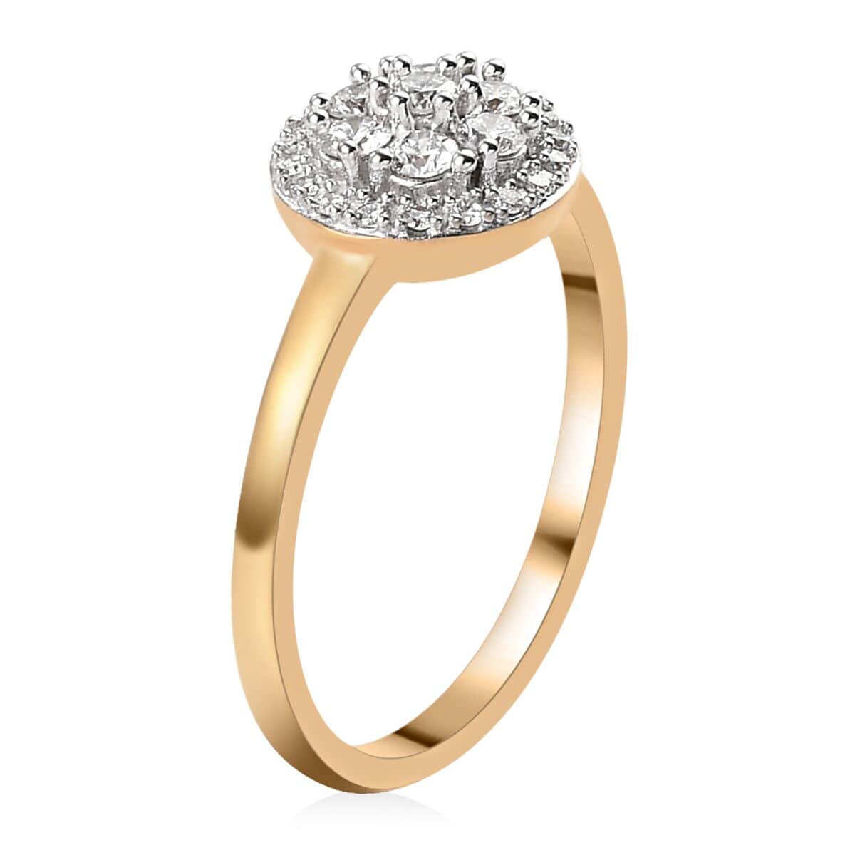 Lab Grown Diamond G-H SI Halo Ring in Vermeil Yellow Gold Over Sterling Silver 0.50 ctw image number 3