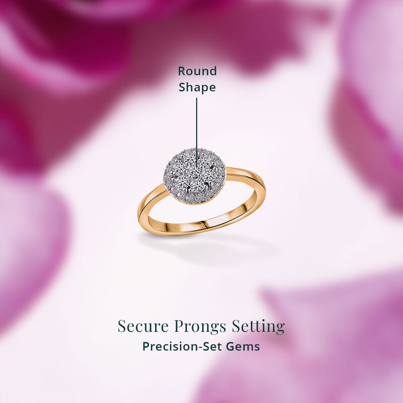 Luxuriant Lab Grown Diamond G-H SI Halo Ring in Vermeil Yellow Gold Over Sterling Silver (Size 6.0) 0.50 ctw