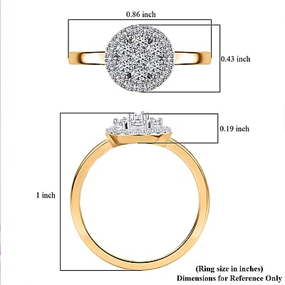 Luxuriant Lab Grown Diamond G-H SI Halo Ring in Vermeil Yellow Gold Over Sterling Silver (Size 6.0) 0.50 ctw